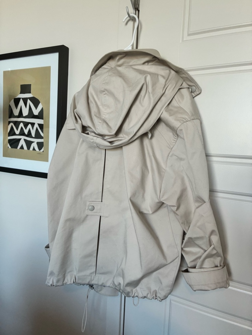 ZARA Beige Collared Snap-Front Jacket - Picture 8 of 9